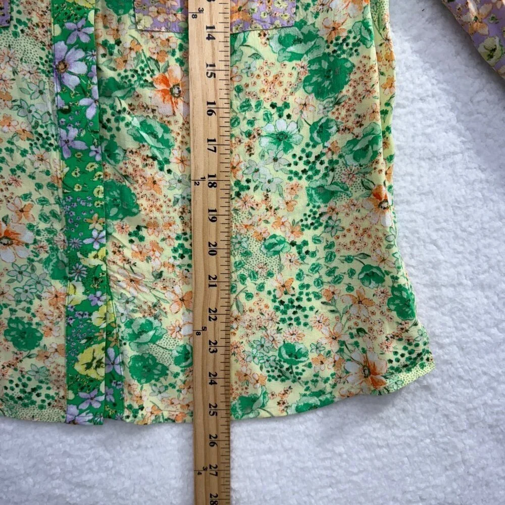 Loft Floral Patchwork Print Blouse Puff Sleeves Cottagecore Office Womens XS NWT